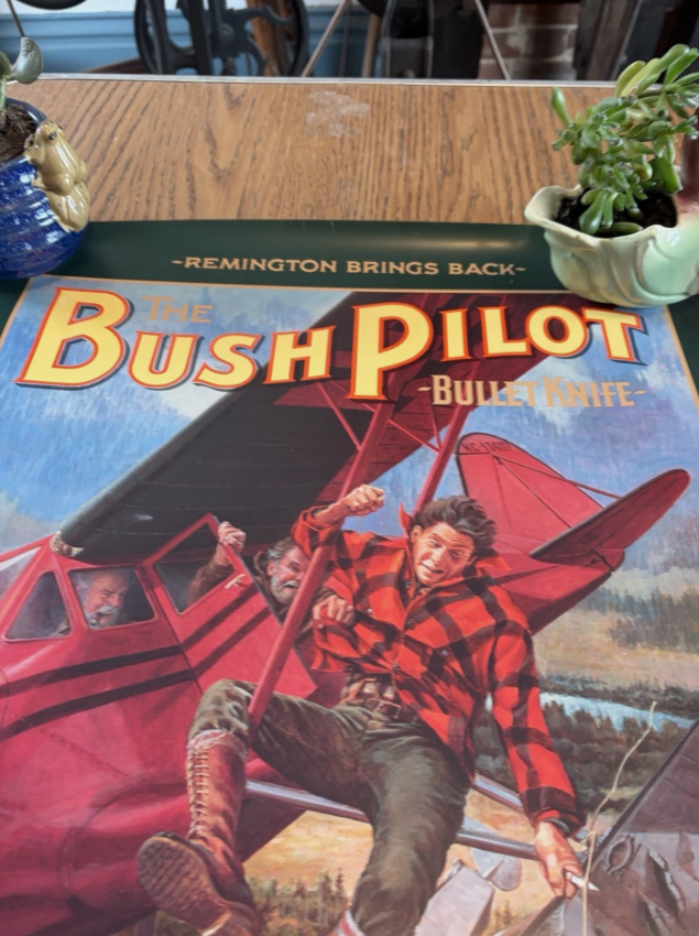 Vintage 1992 Remington Bullet Knife Poster "The Bush Pilot