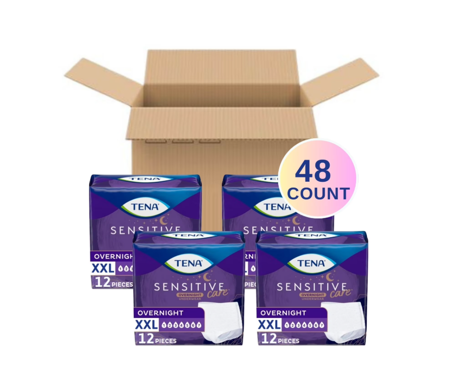 TENA Sensitive Care Overnight Incontinence Underwear for Women, XXL, 48 Count (47in-66in)