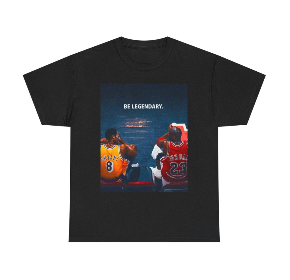 Michael Jordan and Kobe Bryant T Shirt Autograph Edition Basketball Legends Tribute