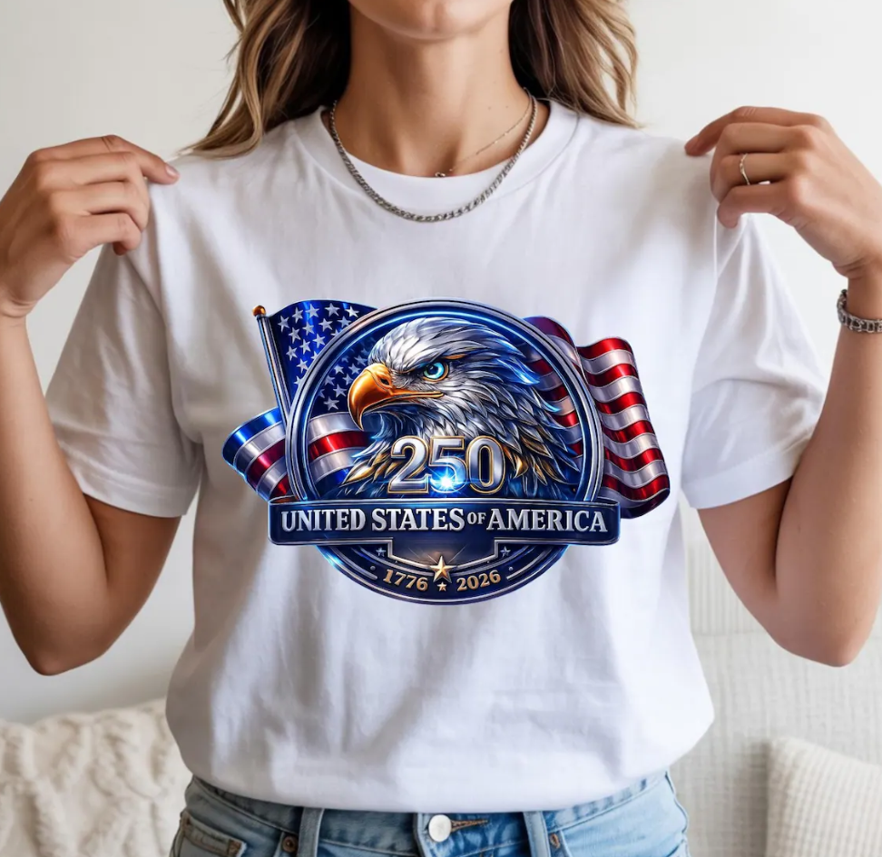 USA 250th Anniversary Eagle Emblem American Patriot Design High-Detail PNG Independence 1776-2026 Graphic for Shirts & Mugs