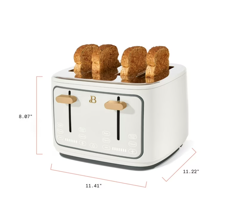 Beautiful 4-Slice Toaster with Touch-Activated Display, White Icing by Drew Barrymore