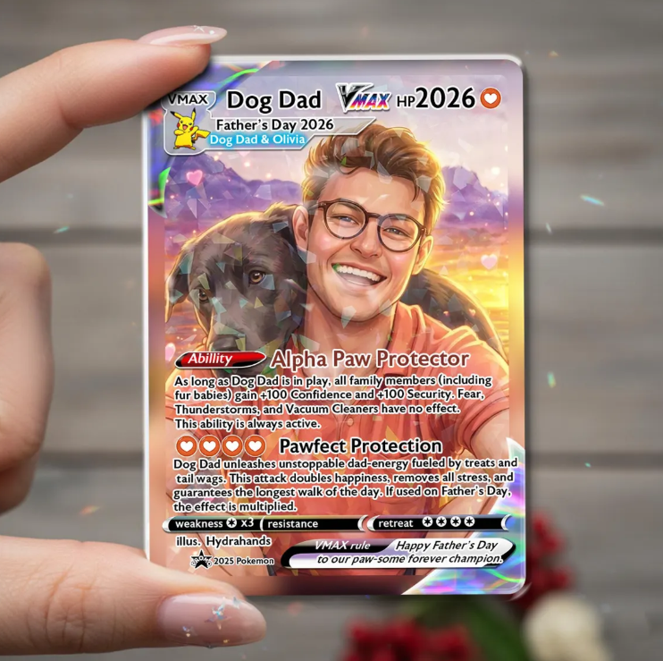 Personalized Dog Dad Anime Trading Card, Custom Pet Keepsake