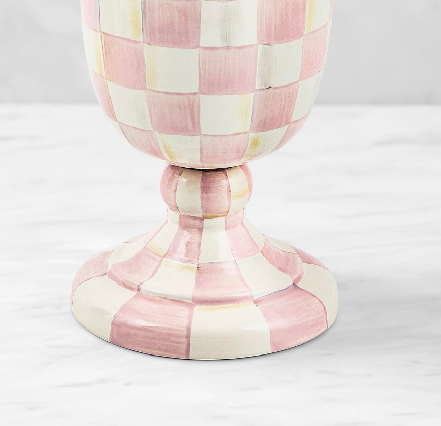 MacKenzie-Childs Rosy Check Pedestal Vase