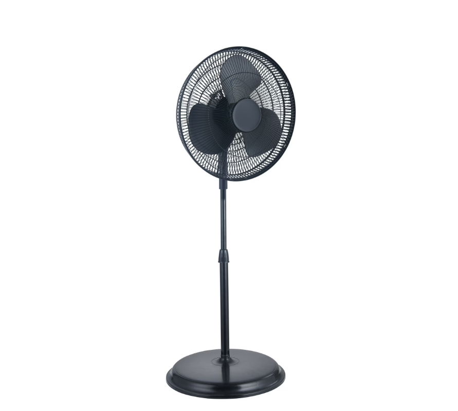 Pelonis 16-Inch Adjustable Pedestal Fan, 3-Speed Oscillating, Black, FS40-19MB