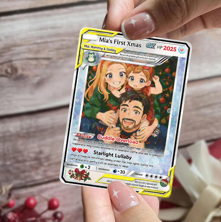 Personalized PokeCard, Custom Birthday Photo Art Card, Anniversary Proposal Invitation,Christmas Wedding Day Couple Engagement, Holiday Gift
