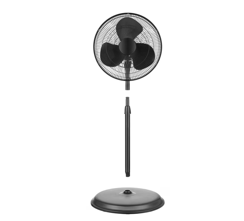 Pelonis 16-Inch Adjustable Pedestal Fan, 3-Speed Oscillating, Black, FS40-19MB
