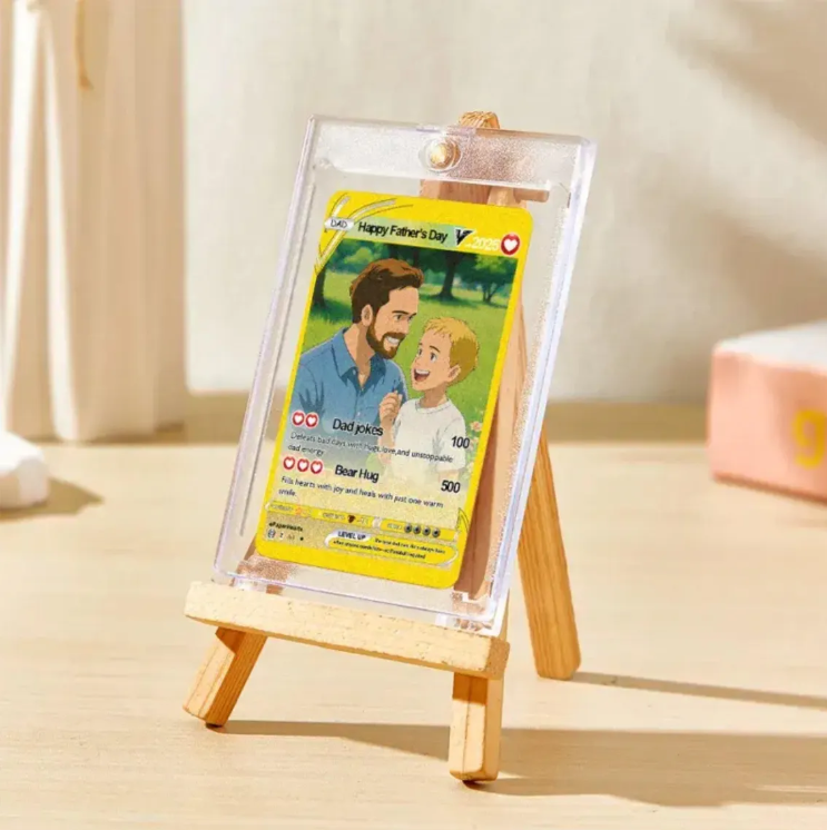Custom Fathers Day Poke Card with Photo, Personalized Dad Trading Card Gift, Unique Birthday Gift for Dad, Personalized Gift for Father