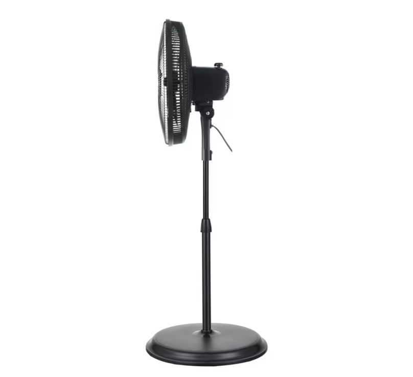 Pelonis 16-Inch Adjustable Pedestal Fan, 3-Speed Oscillating, Black, FS40-19MB