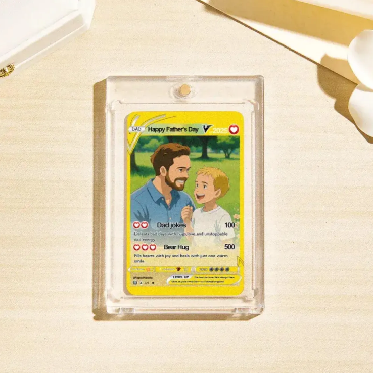 Custom Fathers Day Poke Card with Photo, Personalized Dad Trading Card Gift, Unique Birthday Gift for Dad, Personalized Gift for Father