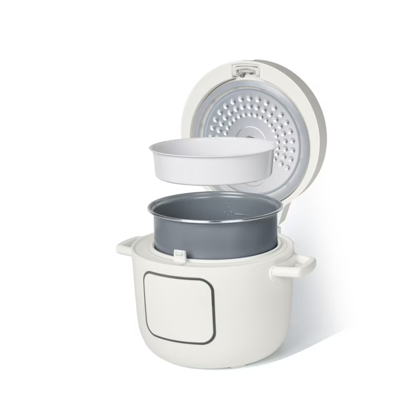 Beautiful 14-Cup Cooked, 6-Cups Uncooked Electric Rice and Grain Cooker, EverGood™ Ceramic Nonstick Coating, White Icing by Drew Barrymore