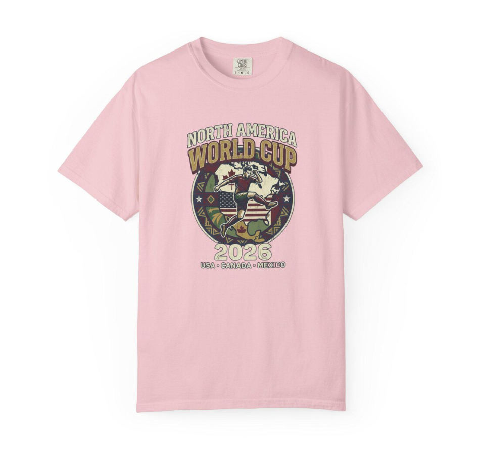 North America World Cup 2026 Soccer T-Shirt | Map Flag Emblem
