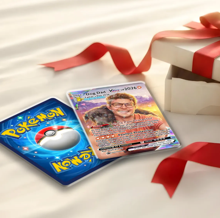 Personalized Dog Dad Anime Trading Card, Custom Pet Keepsake