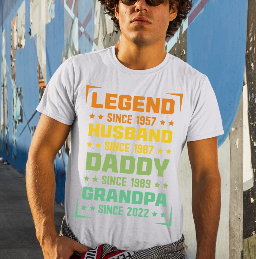Personalised Mens Legend Husband Daddy Grandpa Funny Fathers Day T-Shirt Tee