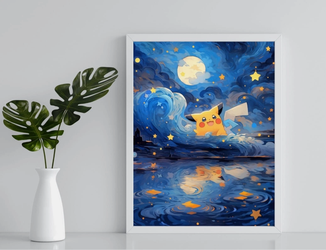 Pikachu Stars Canvas Poster Wall Art Home Decor