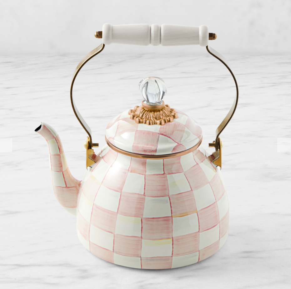 MacKenzie-Childs Rosy Check Tea Kettle