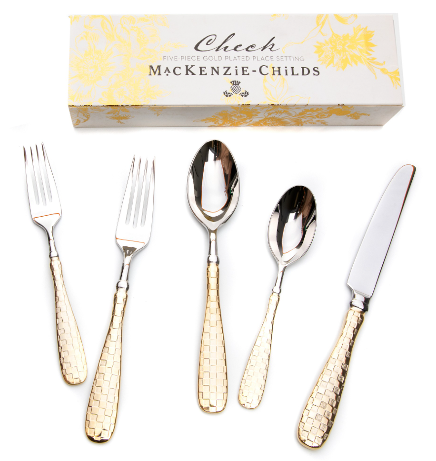 MacKenzie-Childs Check 5-Piece Flatware Sets - Silver