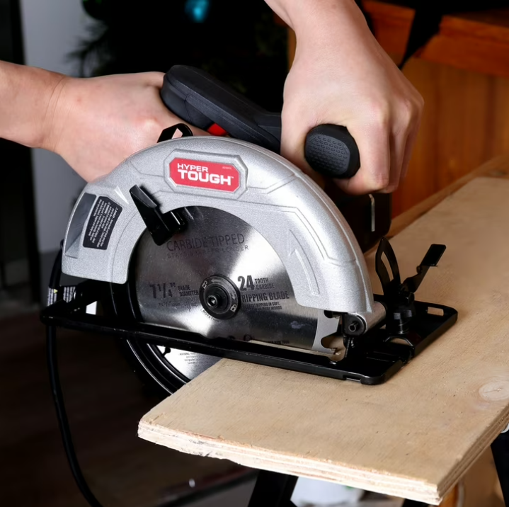 Hyper Tough 12 Amp 7-1/4 Inch Corded Circular Saw with Steel Shoe and Adjustable Bevel