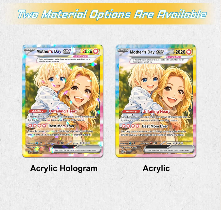 Personalized Acrylic Trading Card 2026: Custom Anime Mom & Kids Mother’s Day Gift