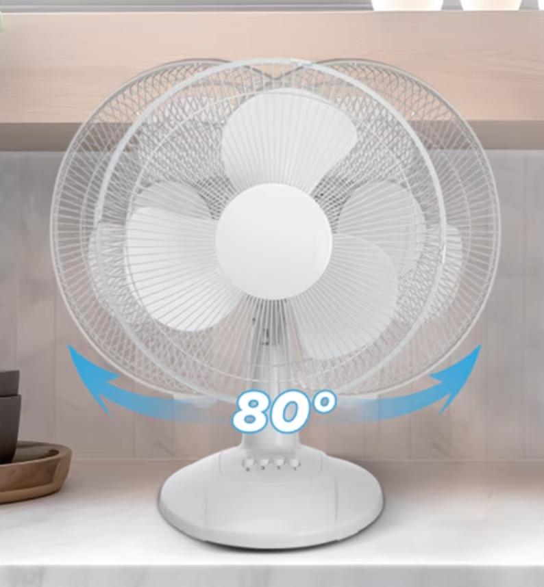 Mainstays 12-Inch Table Fan with Adjustable 3-Speed Settings and Oscillation, White, FT30-8MBWV