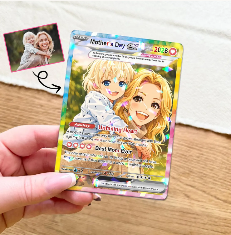 Personalized Acrylic Trading Card 2026: Custom Anime Mom & Kids Mother’s Day Gift
