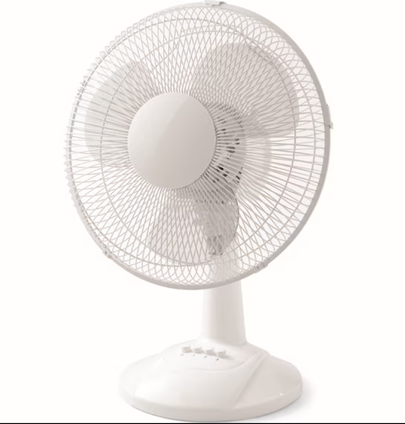 Mainstays 12-Inch Table Fan with Adjustable 3-Speed Settings and Oscillation, White, FT30-8MBWV