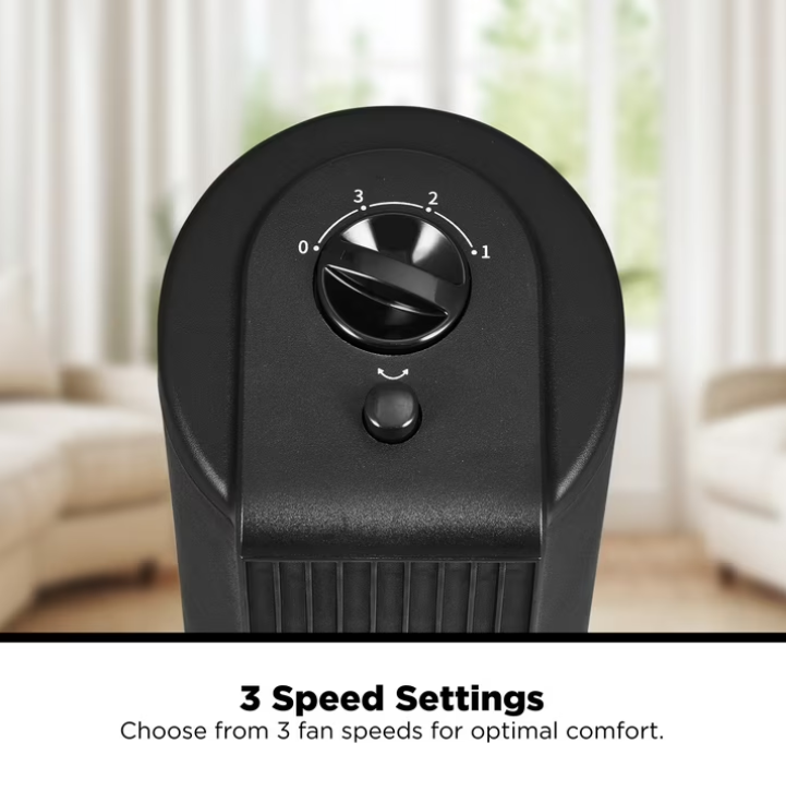 Mainstays 28-Inch Tower Fan with 3-Speed Settings and Oscillation, Black, MSWMT24MBV