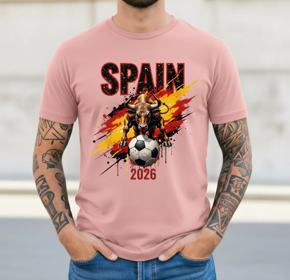 Spain Soccer T-Shirt 2026, Spanish Football Bull Graphic Tee, Spain National Team Supporter Gift, Matador Style Soccer Shirt,
