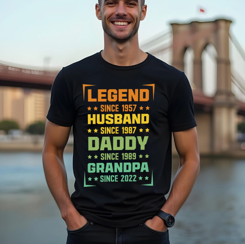 Personalised Mens Legend Husband Daddy Grandpa Funny Fathers Day T-Shirt Tee