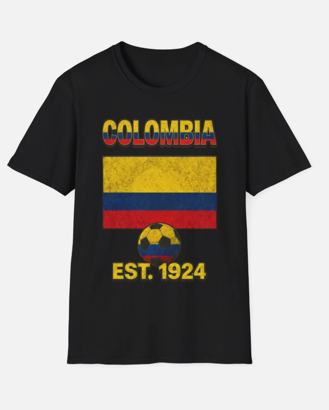 Colombia Flag Futbol Soccer T-Shirt | Nations Heritage Collection | Vintage