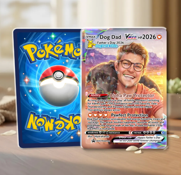 Personalized Dog Dad Anime Trading Card, Custom Pet Keepsake