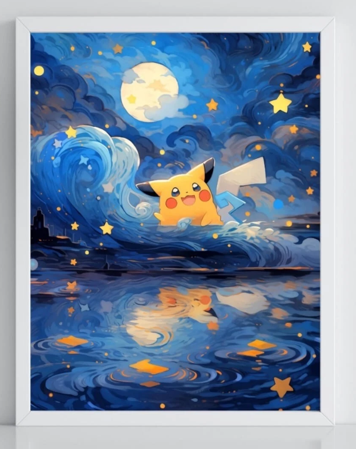 Pikachu Stars Canvas Poster Wall Art Home Decor