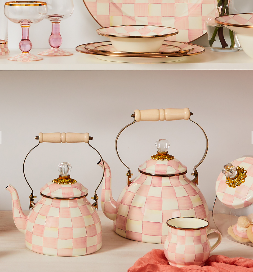 MacKenzie-Childs Rosy Check Tea Kettle