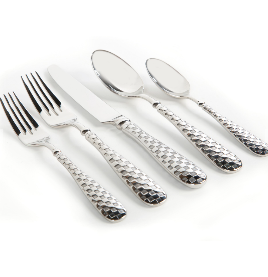 MacKenzie-Childs Check 5-Piece Flatware Sets - Silver
