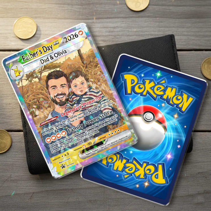 Personalized Super Dad Trading Card, Anime Style Custom Keepsake