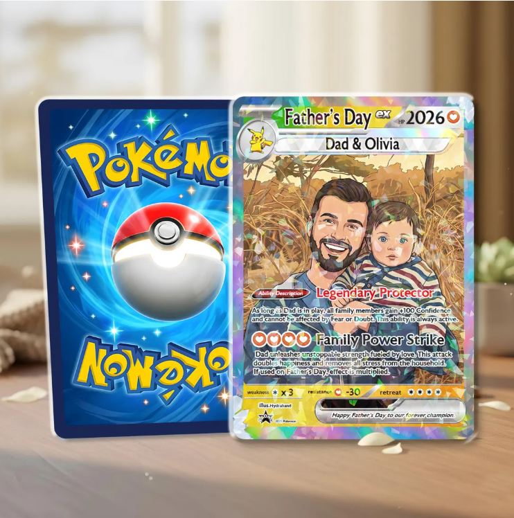Personalized Super Dad Trading Card, Anime Style Custom Keepsake