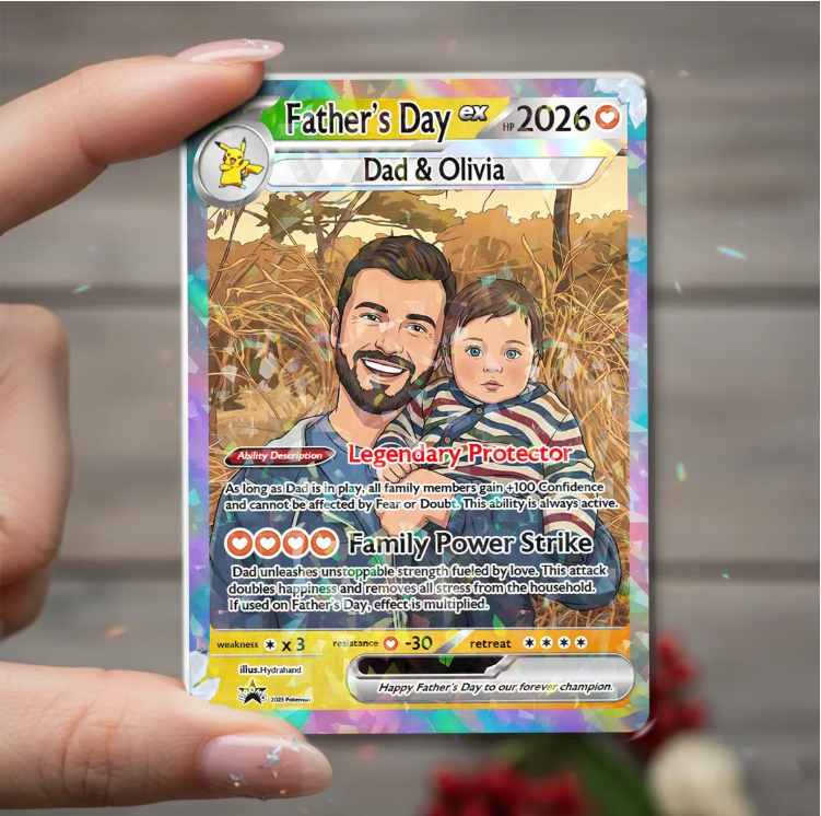 Personalized Super Dad Trading Card, Anime Style Custom Keepsake
