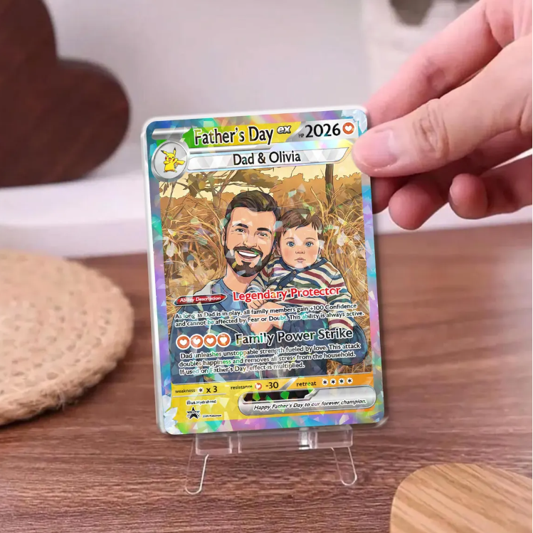 Personalized Super Dad Trading Card, Anime Style Custom Keepsake