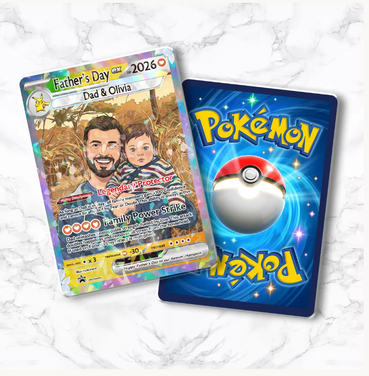Personalized Super Dad Trading Card, Anime Style Custom Keepsake