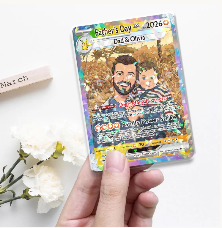 Personalized Super Dad Trading Card, Anime Style Custom Keepsake