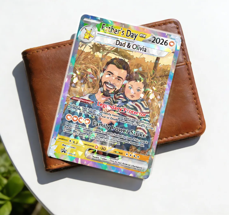 Personalized Super Dad Trading Card, Anime Style Custom Keepsake
