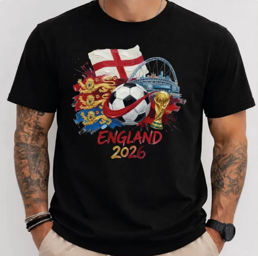 England 2026 World Cup Shirt, England Soccer T-Shirt,Football Fan Tee