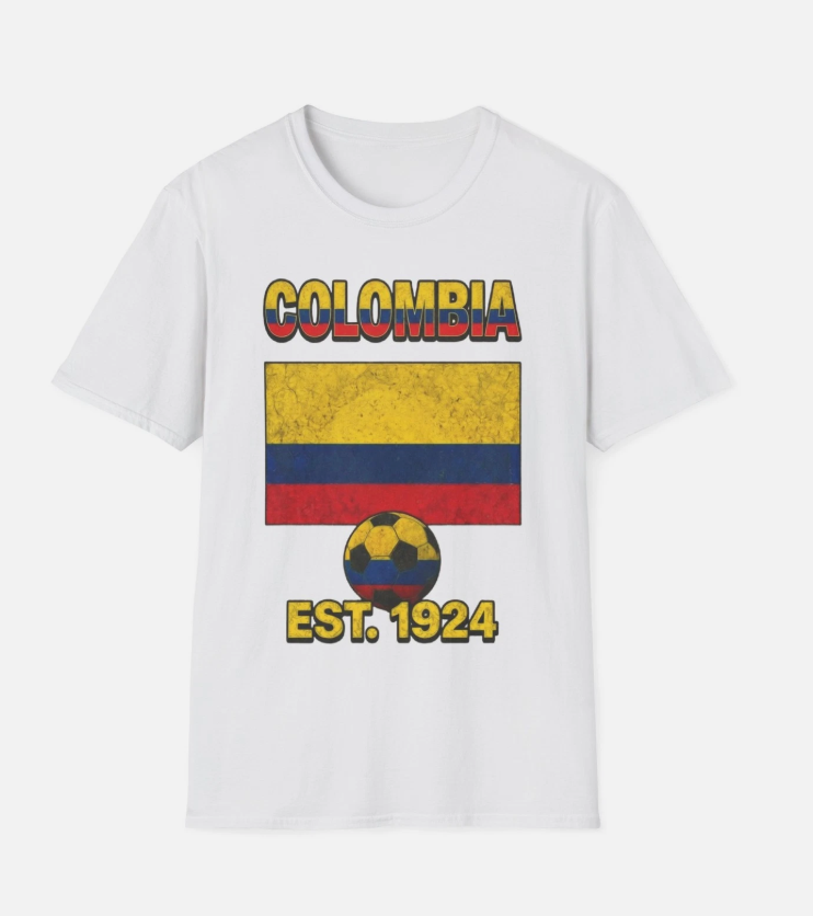 Colombia Flag Futbol Soccer T-Shirt | Nations Heritage Collection | Vintage