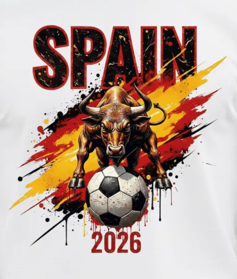 Spain Soccer T-Shirt 2026, Spanish Football Bull Graphic Tee, Spain National Team Supporter Gift, Matador Style Soccer Shirt,