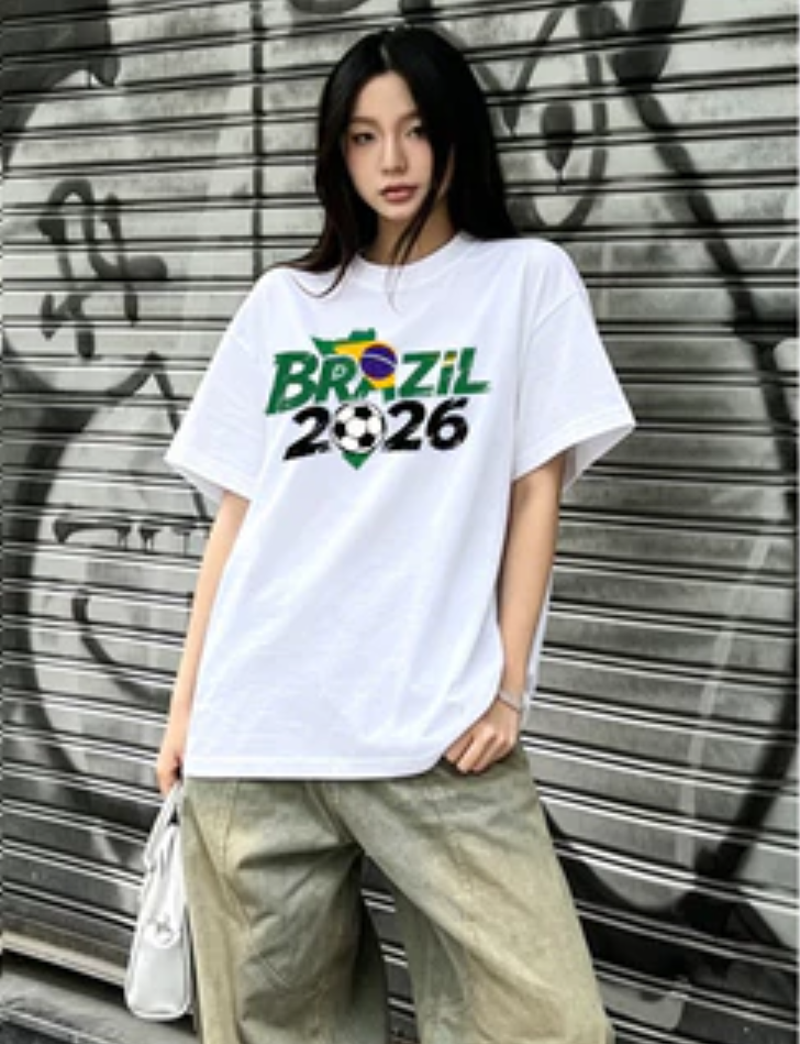 Street style in World Cup 2026, breathable T-shirt.