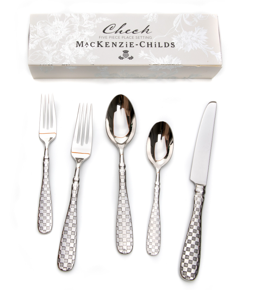 MacKenzie-Childs Check 5-Piece Flatware Sets - Silver