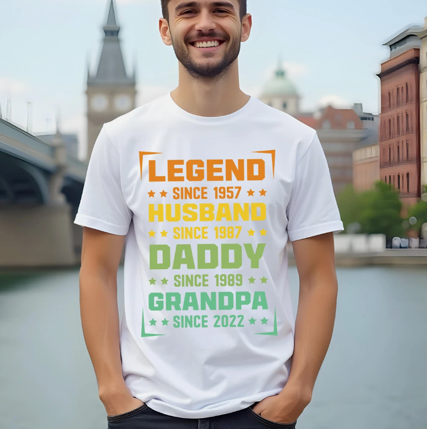 Personalised Mens Legend Husband Daddy Grandpa Funny Fathers Day T-Shirt Tee