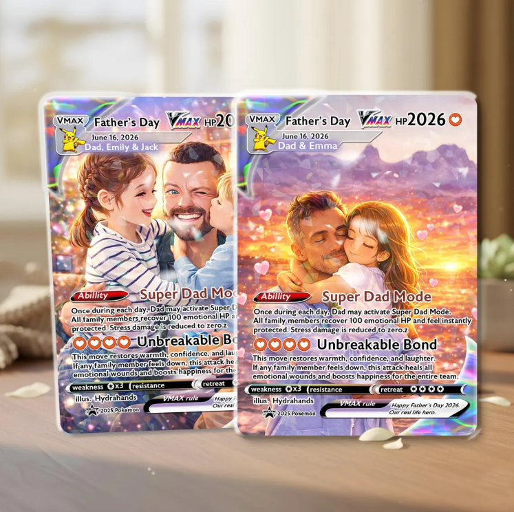 Personalized Super Dad Trading Card, Anime Style Custom Keepsake, Gamer Dad Gift