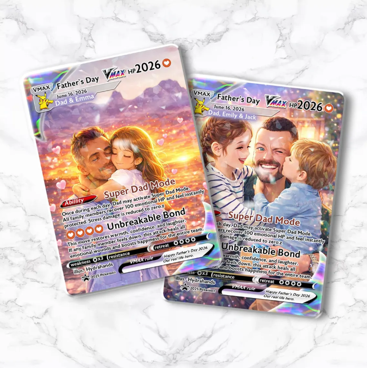Personalized Super Dad Trading Card, Anime Style Custom Keepsake, Gamer Dad Gift
