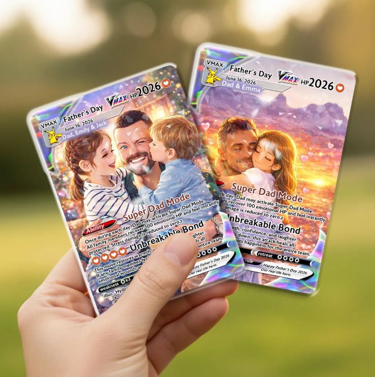 Personalized Super Dad Trading Card, Anime Style Custom Keepsake, Gamer Dad Gift