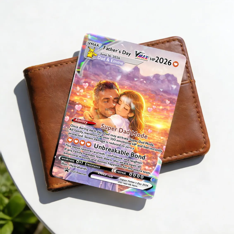 Personalized Super Dad Trading Card, Anime Style Custom Keepsake, Gamer Dad Gift